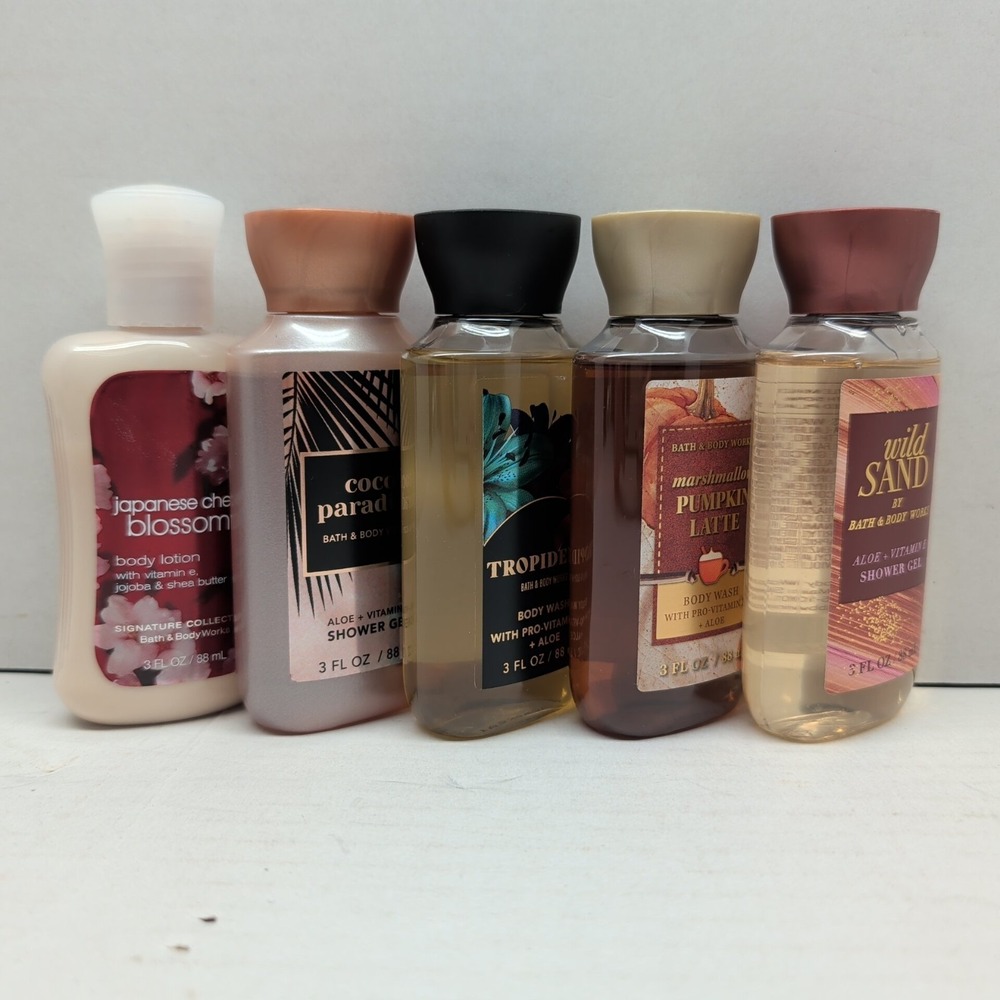 Lot of 5 Bath & Body Works Travel Size Gel Lotion 3oz Tropidelic Wild Sand Coco
